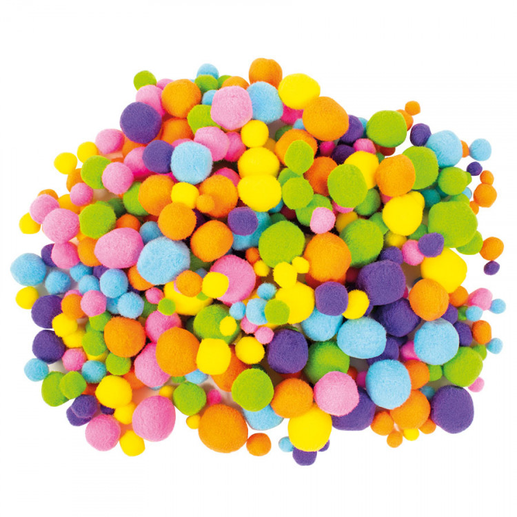 POM-POM KARVAPALLID NEON 500 TK, Ø 1,5 - 4 CM, ERIVÄRVILISED