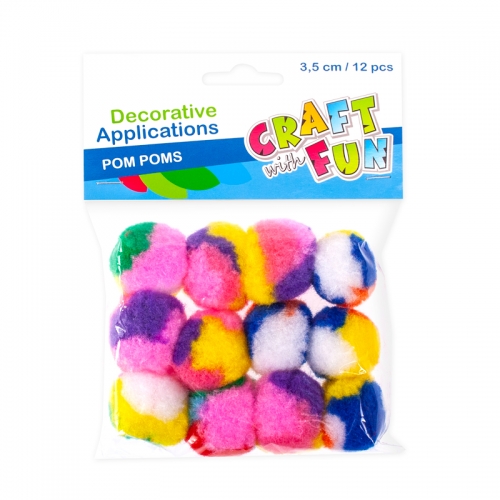 POM-POM KARVAPALLID 12 TK, Ø 3,5 CM, KIRJUD