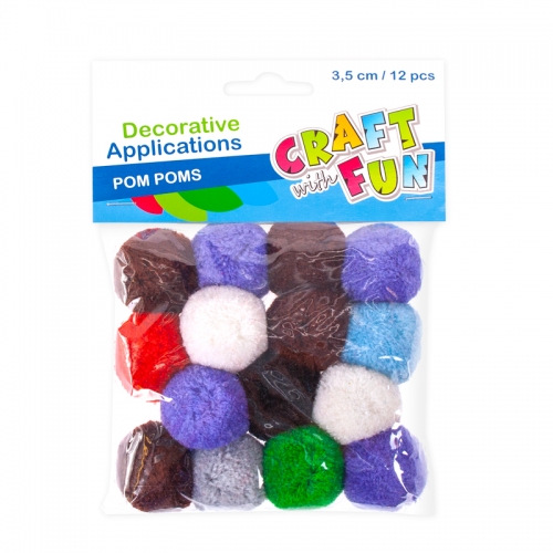 POM-POM KARVAPALLID 15 TK, Ø 3 CM, ERIVÄRVILISED