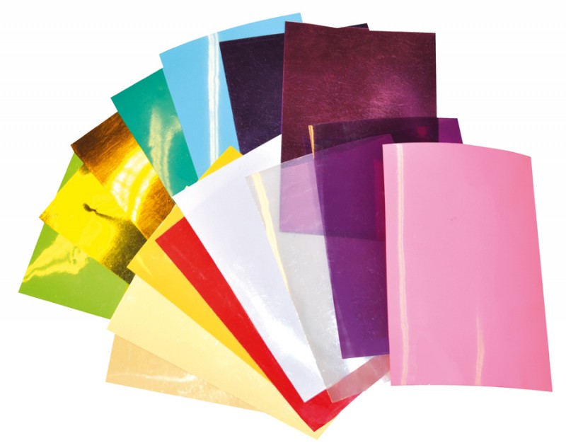 VÄRVILISED FOOLIUMLEHED 20 TK, LEHE SUURUS 15,6 X 11 CM