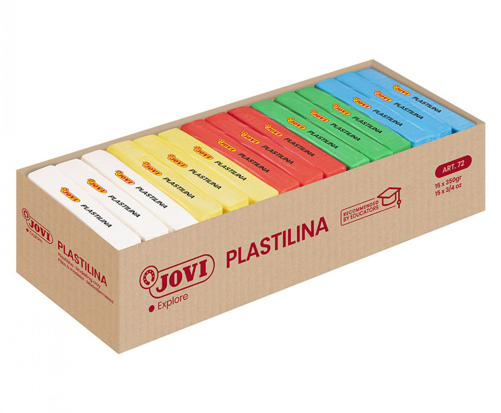 PLASTILIIN JOVI 3 x 5 VÄRVI = 350 g x 15 tk