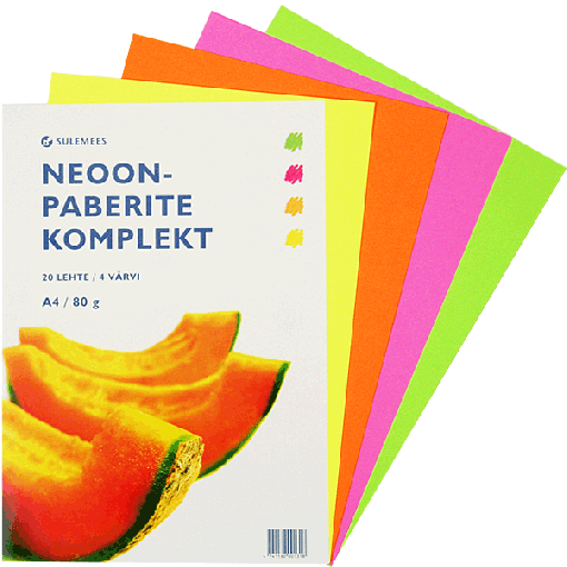 NEOONPABERI KOMPLEKT (80GR, 5*4 VÄRVI)