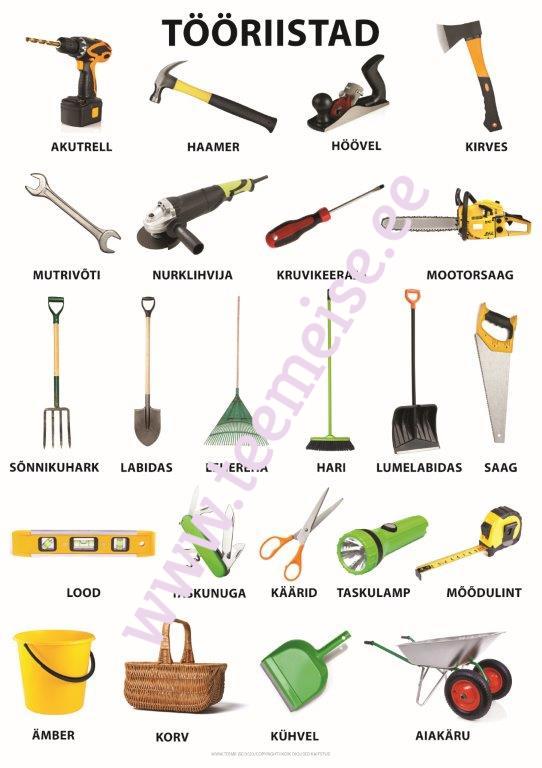 PLAKAT A1 TÖÖRIISTAD, KÄRGPLAST