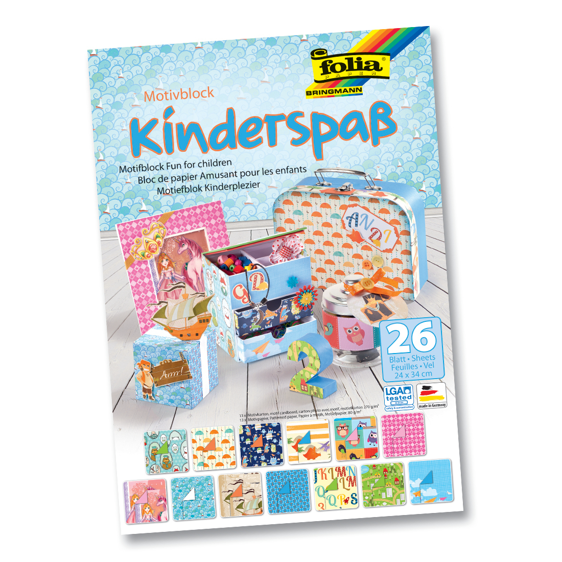 DISAINPABER LASTELE 24x34cm, 26 LEHTE, ERINEVAD