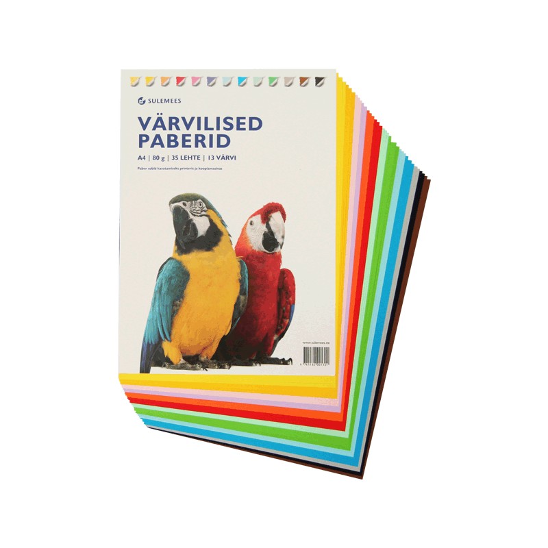 Värvilise paberi komplekt (80gr, 35 lehte, 13 värvi, must, pruun)