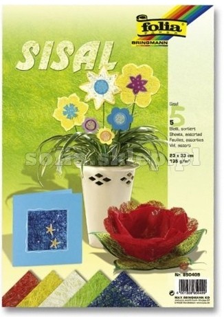 SISAL 23x33cm 135g 5 ERINEVAT VÄRVI PAKIS