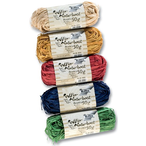 RAFFIA NATURAALNE, 5x50g 5 ERINEVAT VÄRVI