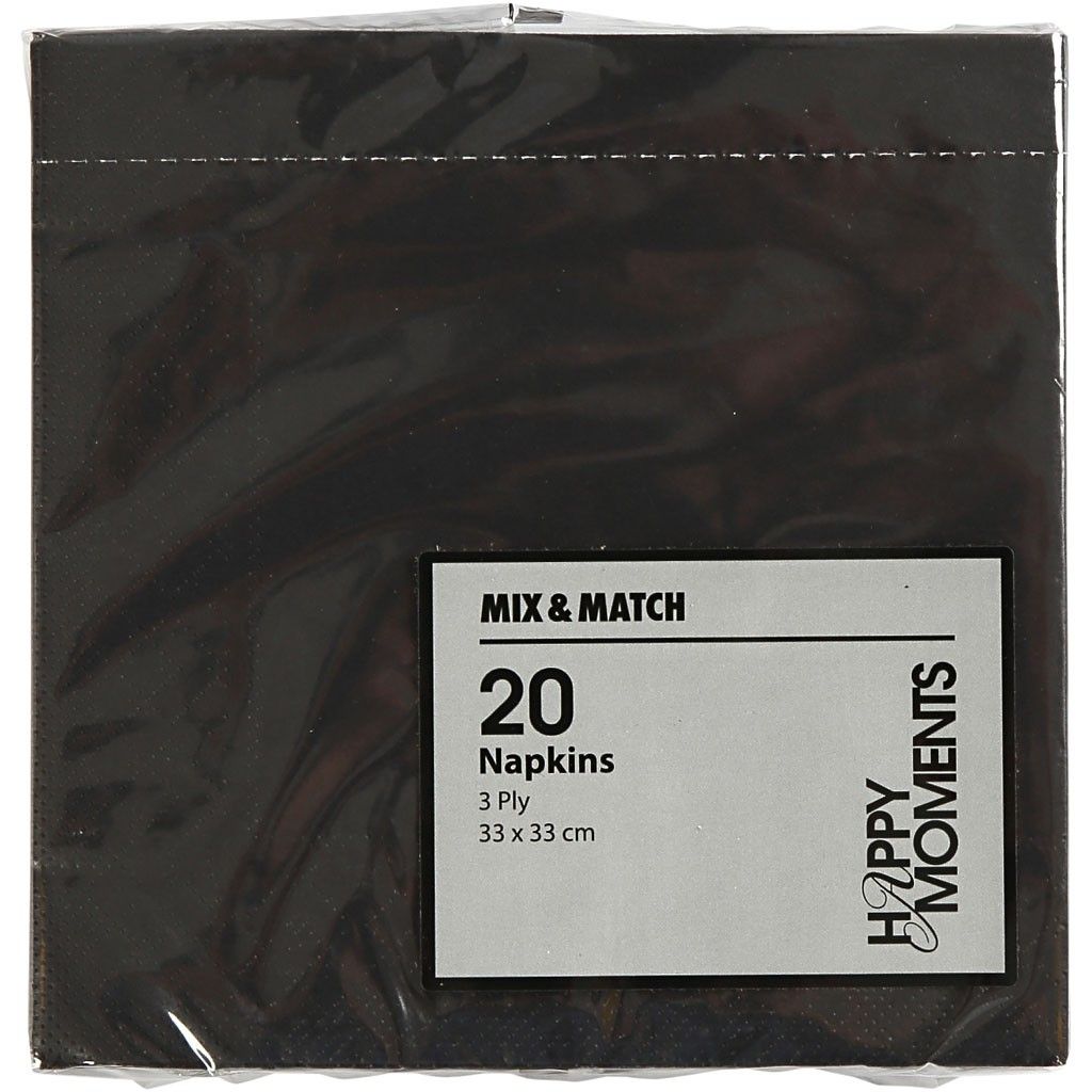 SALVRÄTID, 33x33 cm, MUST, 20 TK PAKIS