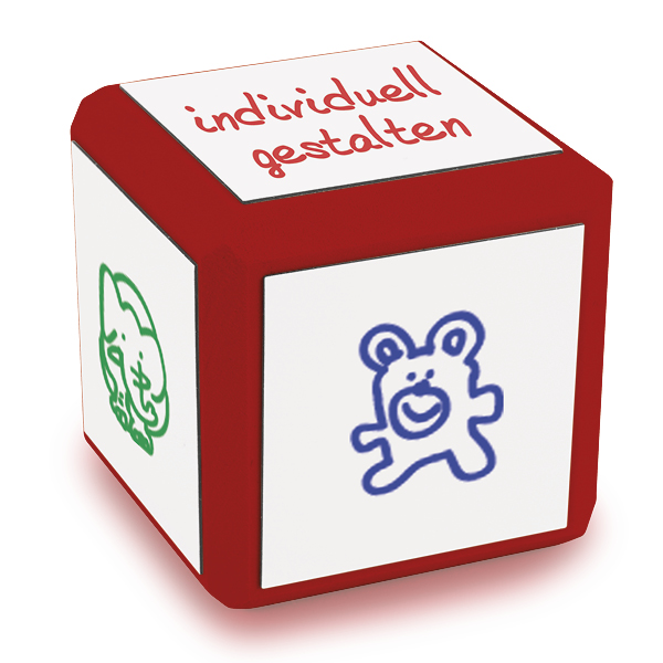 KUUBIK VALGETE KÜLGEDEGA 8 CM PUNANE