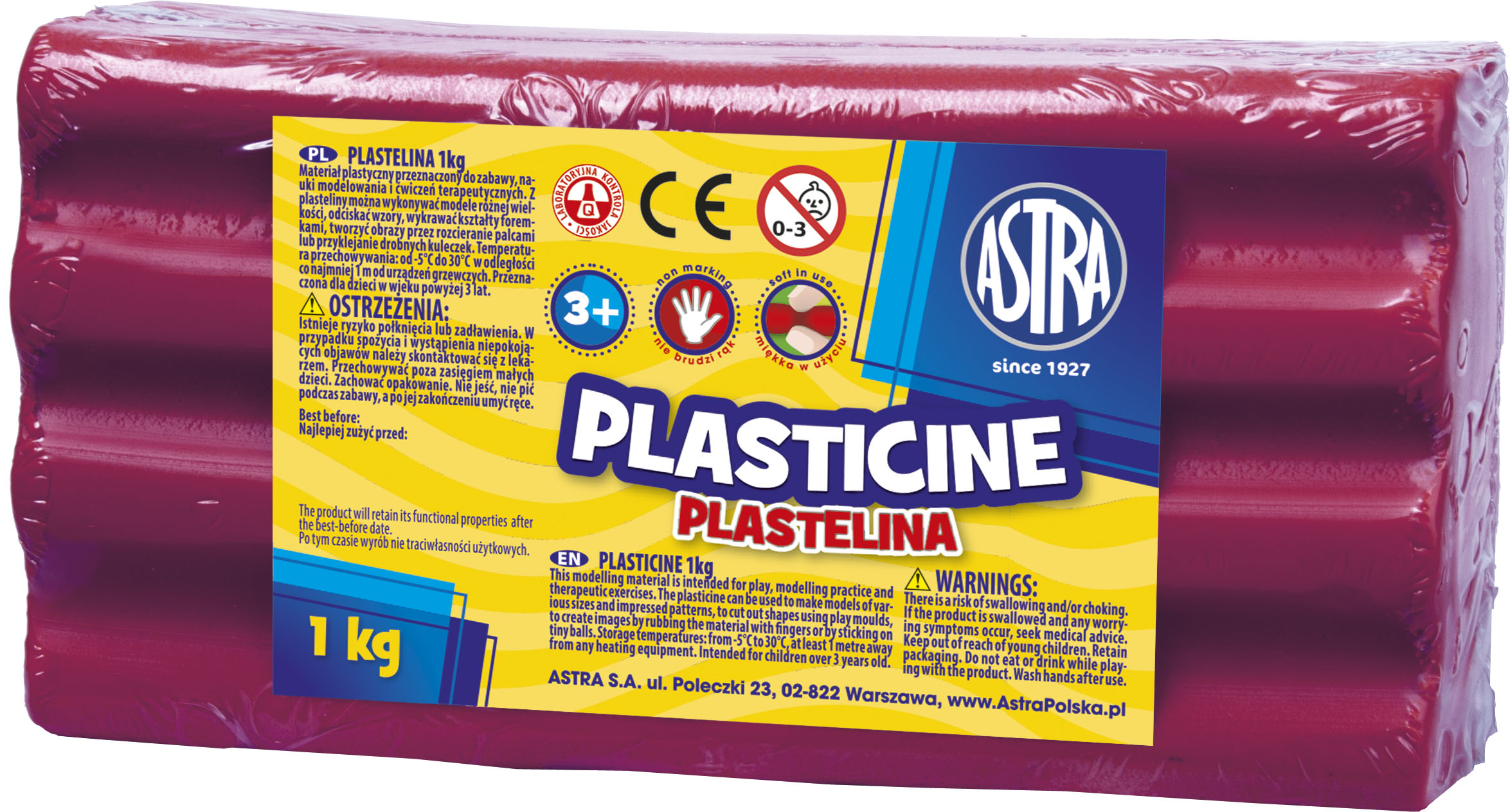 PLASTILIIN ASTRA 1000 g PURPUR PUNANE